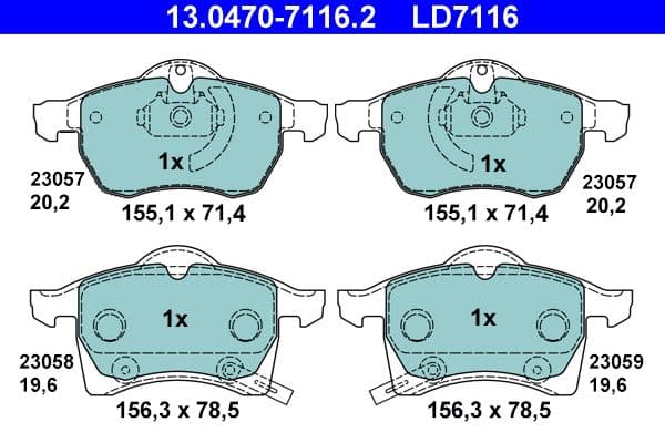 set placute frana,frana disc ATE Ceramic 13.0470-7116.2