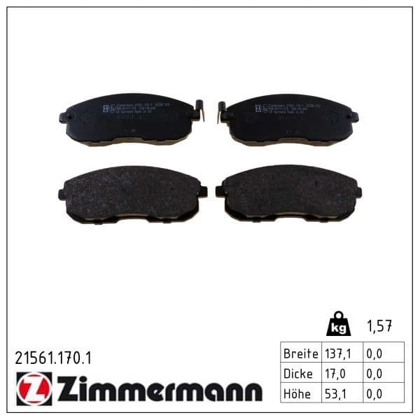 set placute frana,frana disc ZIMMERMANN 21561.170.1