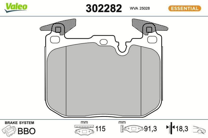 set placute frana,frana disc VALEO ESSENTIAL 302282