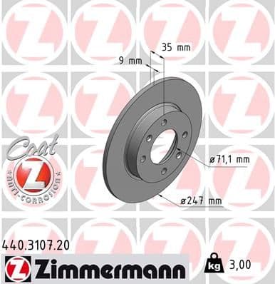 Disc frana ZIMMERMANN COAT Z 440.3107.20