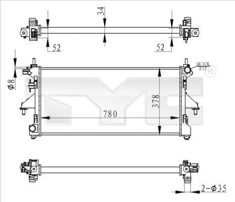 Radiator, racire motor TYC 709-0020-R