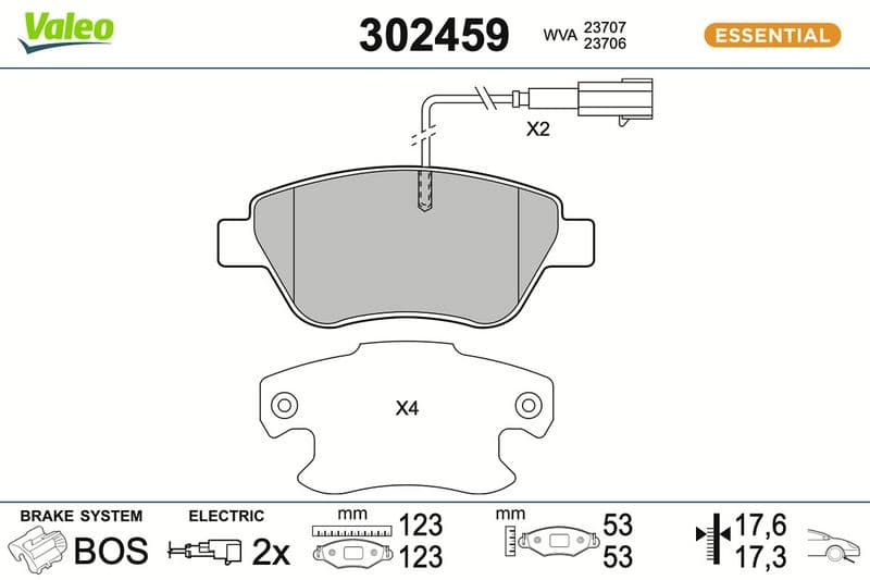 set placute frana,frana disc VALEO ESSENTIAL 302459