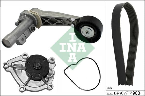 Pompa apa + Set curea transmisie cu caneluri Schaeffler INA 529 0504 30