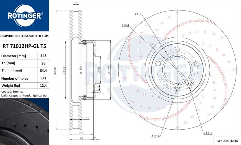 Disc frana ROTINGER RT 71012HP-GL T5