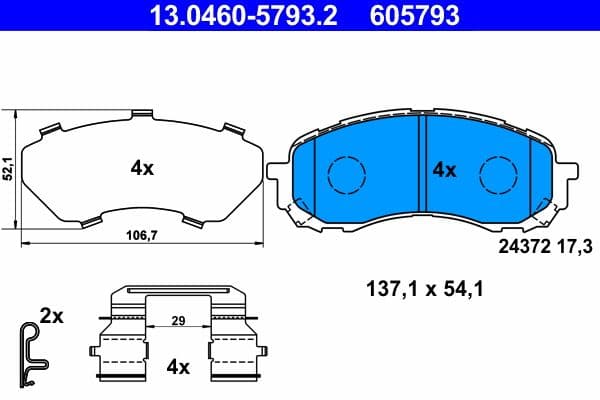 set placute frana,frana disc ATE 13.0460-5793.2