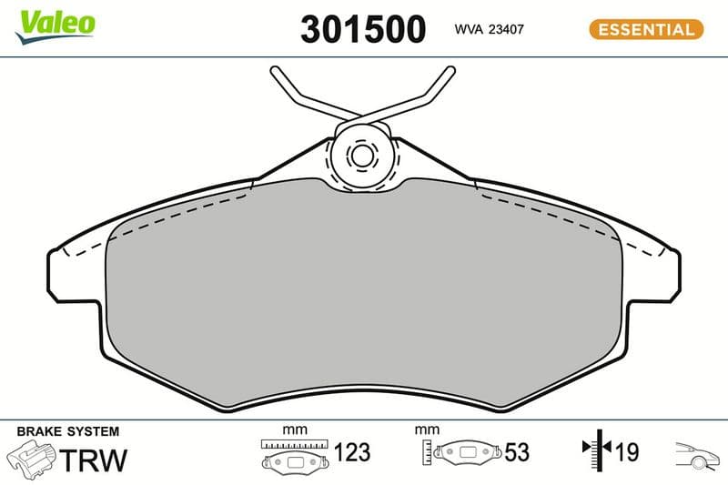 set placute frana,frana disc VALEO ESSENTIAL 301500