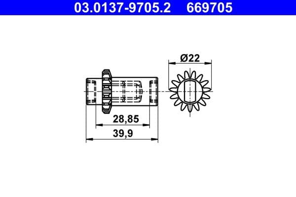 set accesorii, saboti frana parcare ATE ajustarea piuliței 03.0137-9705.2