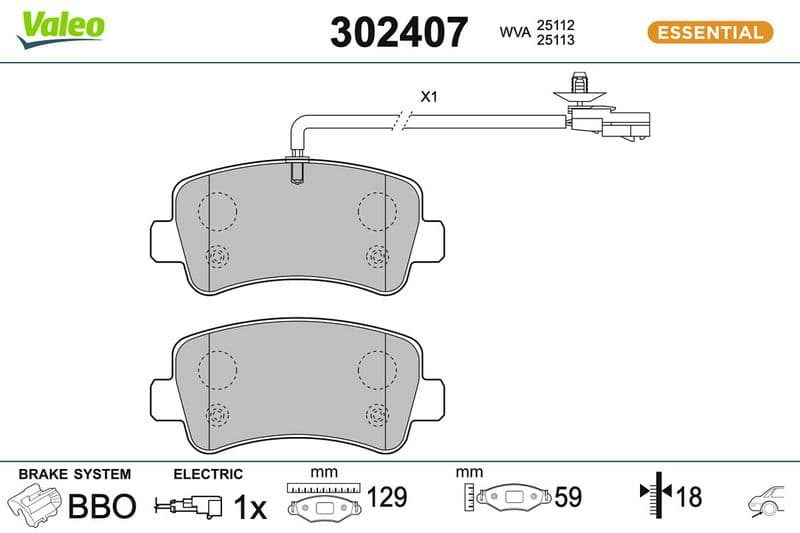 set placute frana,frana disc VALEO ESSENTIAL 302407