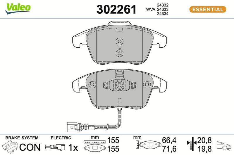 set placute frana,frana disc VALEO ESSENTIAL 302261
