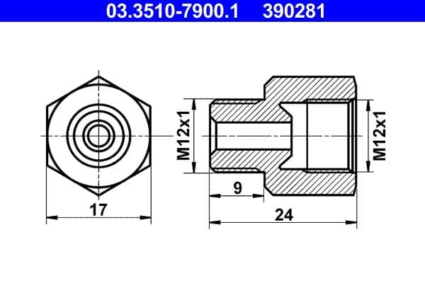 Adaptor, conducte frana ATE 03.3510-7900.1