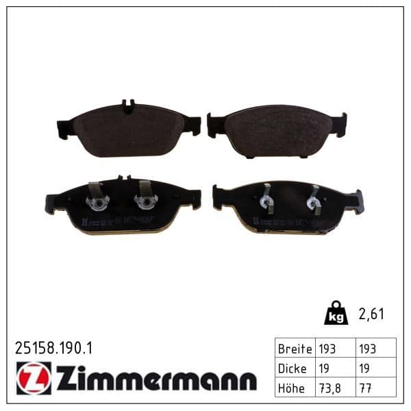 set placute frana,frana disc ZIMMERMANN 25158.190.1