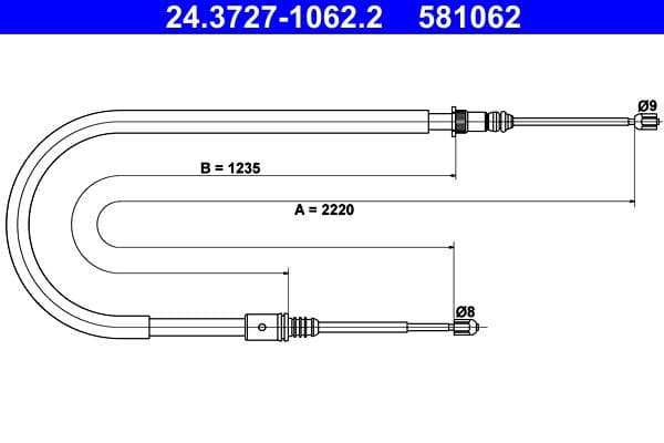 Cablu, frana de parcare ATE 24.3727-1062.2