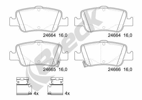 set placute frana,frana disc BRECK 24664 00 704 10