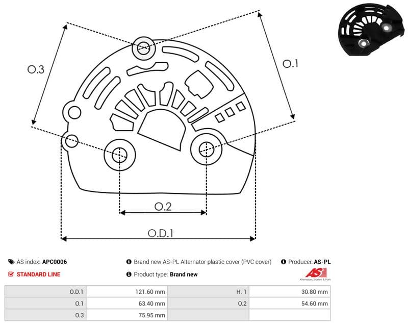 Capac protector, alternator AS-PL AS APC0006