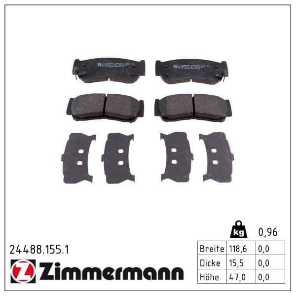 set placute frana,frana disc ZIMMERMANN 24488.155.1