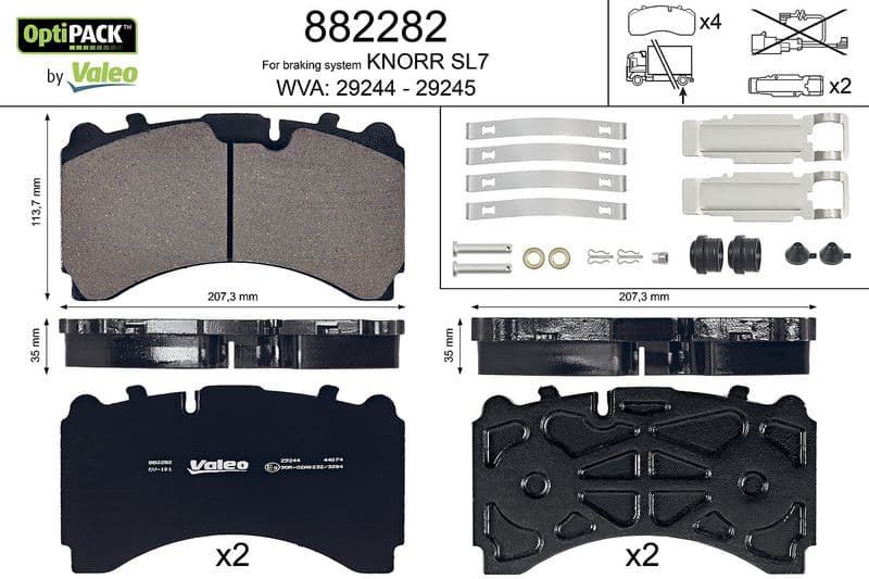 set placute frana,frana disc VALEO OPTIPACK 882282