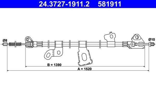 Cablu, frana de parcare ATE 24.3727-1911.2