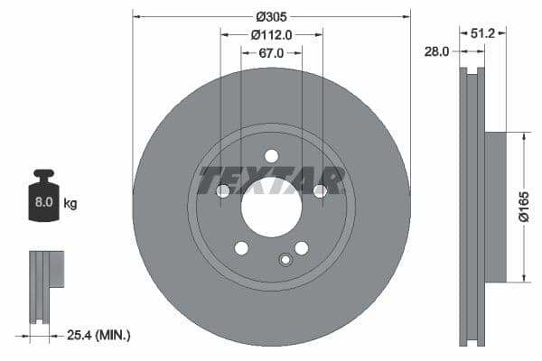 Disc frana TEXTAR PRO+ 92296705