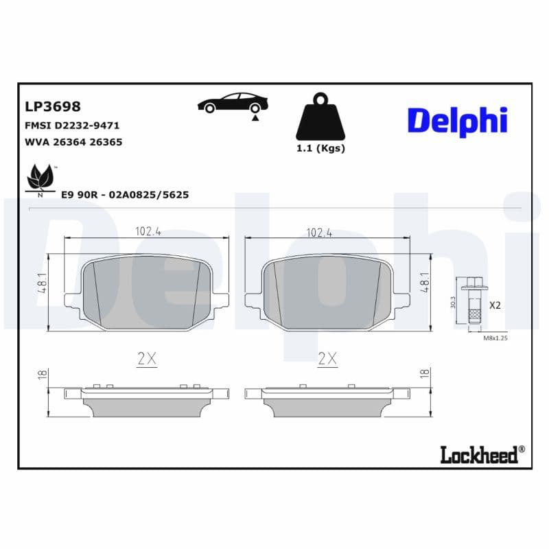 set placute frana,frana disc DELPHI LP3698