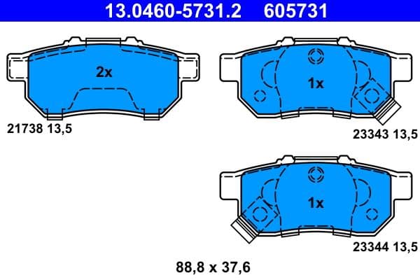set placute frana,frana disc ATE 13.0460-5731.2