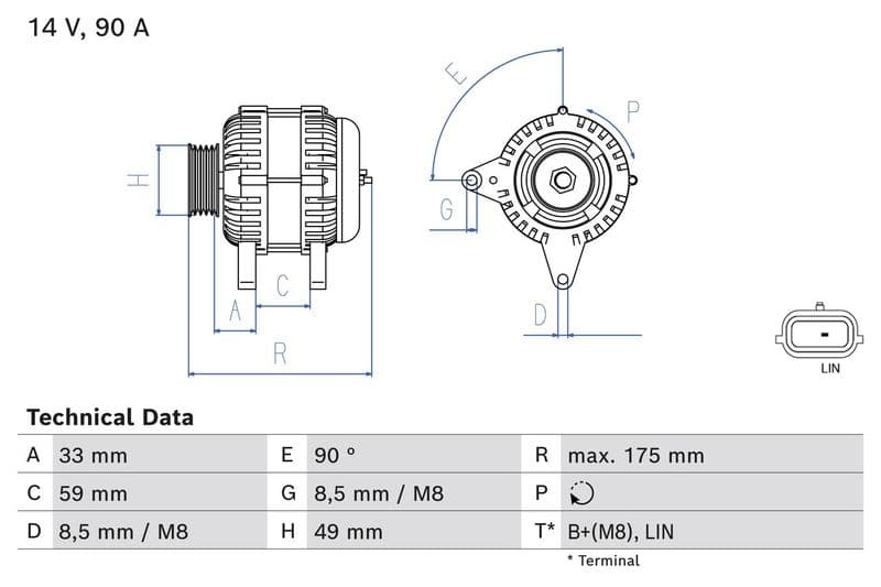Generator / Alternator BOSCH 0 986 085 170