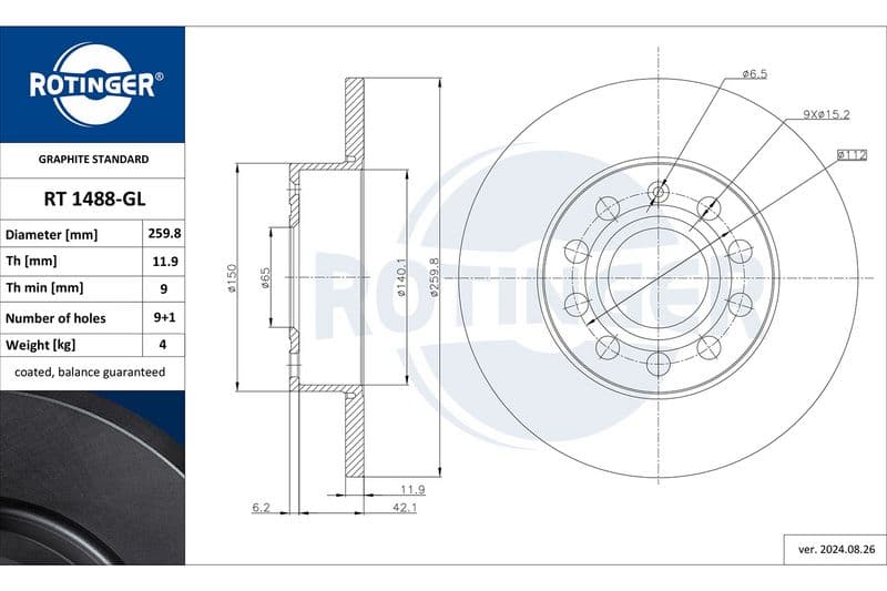 Disc frana ROTINGER GRAPHITE LINE RT 1488-GL