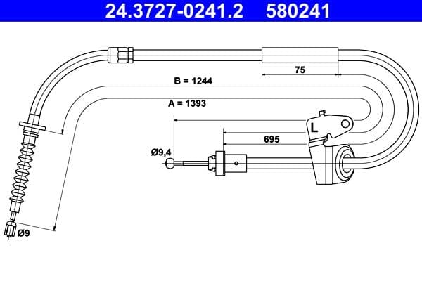 Cablu, frana de parcare ATE 24.3727-0241.2