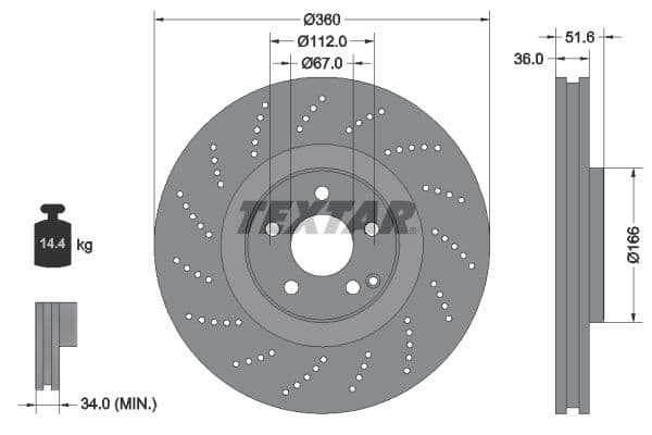 Disc frana TEXTAR PRO+ 92283905