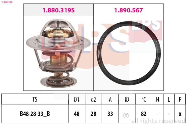 termostat,lichid racire EPS Made in Italy - OE Equivalent 1.880.319