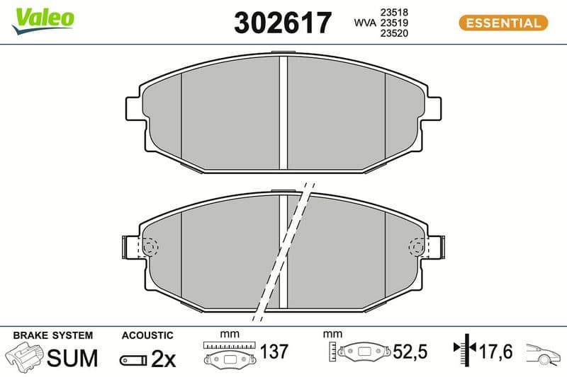 set placute frana,frana disc VALEO 302617