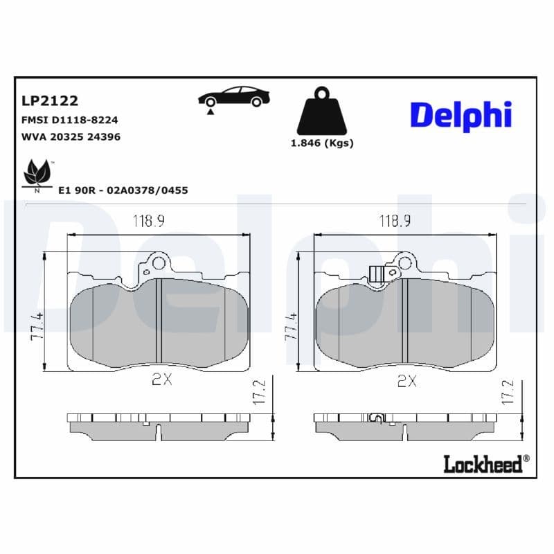 set placute frana,frana disc DELPHI LP2122
