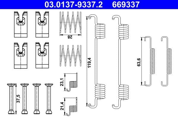 set accesorii, saboti frana parcare ATE 03.0137-9337.2