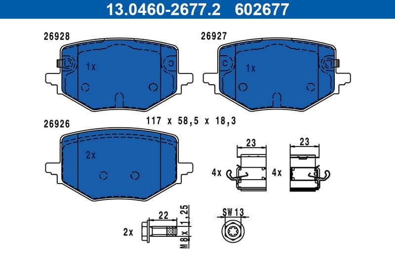 set placute frana,frana disc ATE 13.0460-2677.2