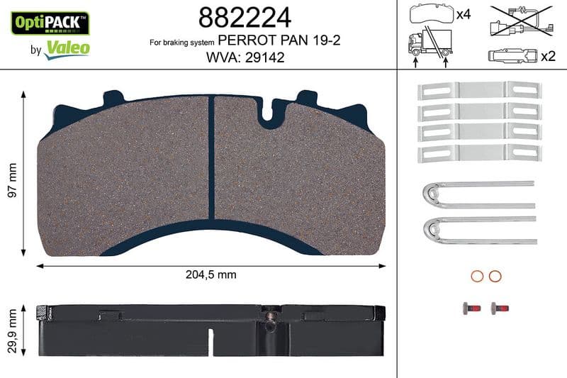 set placute frana,frana disc VALEO OPTIPACK 882224