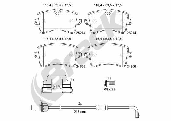 set placute frana,frana disc BRECK 25214 00 554 10