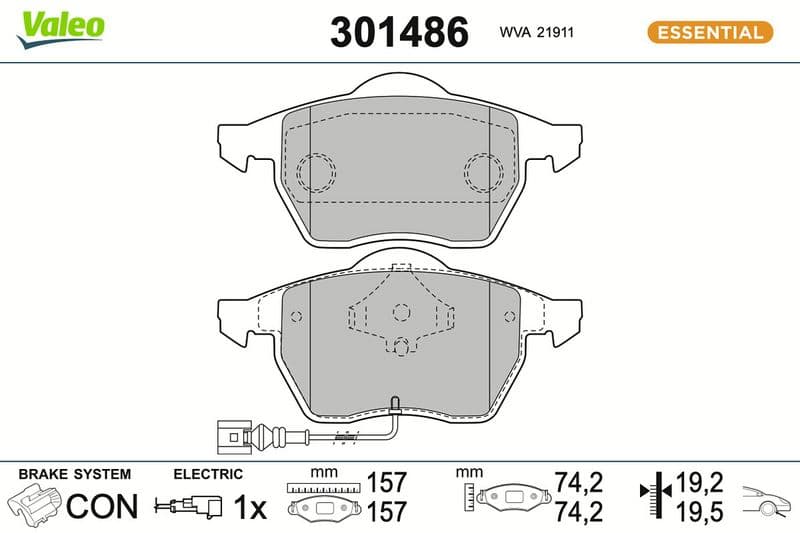 set placute frana,frana disc VALEO ESSENTIAL 301486