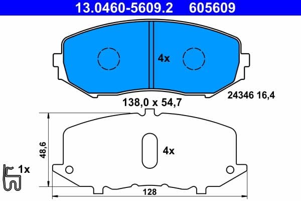 set placute frana,frana disc ATE 13.0460-5609.2