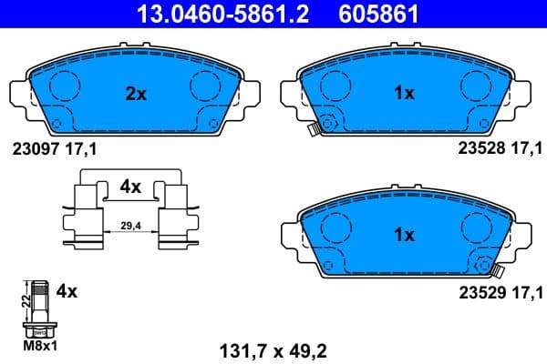 set placute frana,frana disc ATE 13.0460-5861.2