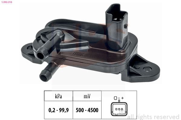 Senzor, presiune gaze evacuare EPS Made in Italy - OE Equivalent 1.993.316