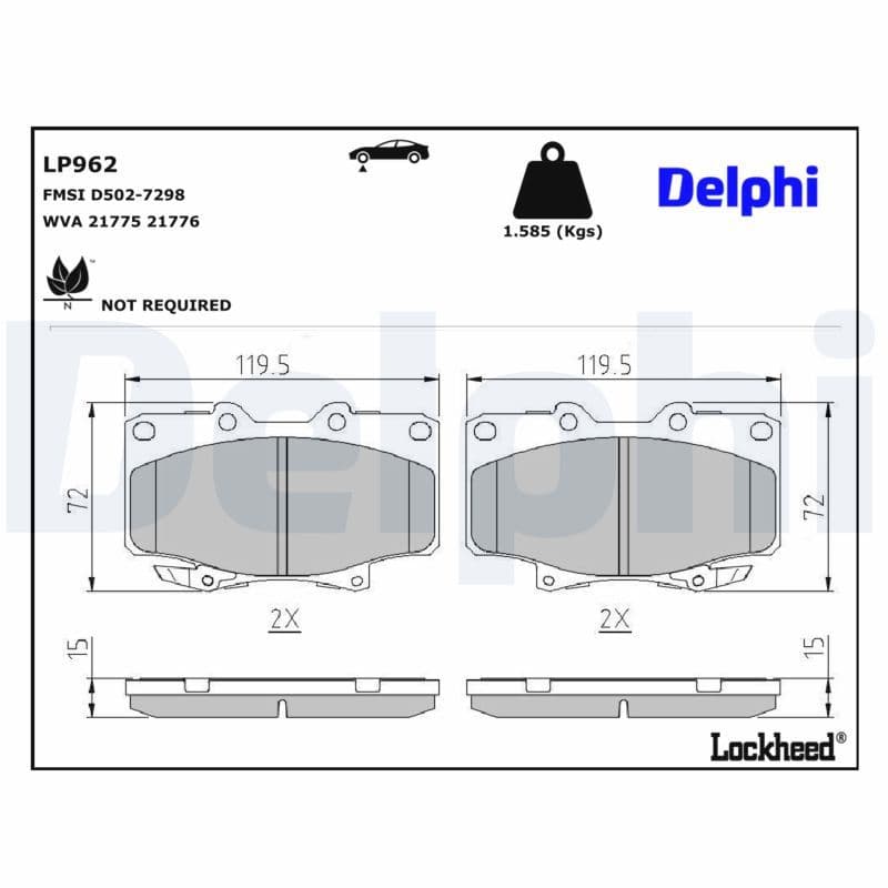 set placute frana,frana disc DELPHI LP962