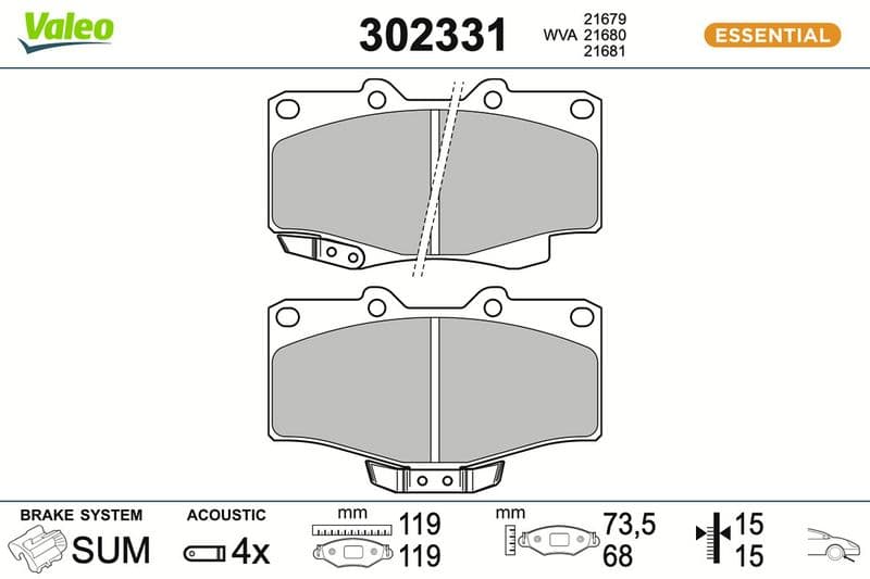 set placute frana,frana disc VALEO ESSENTIAL 302331
