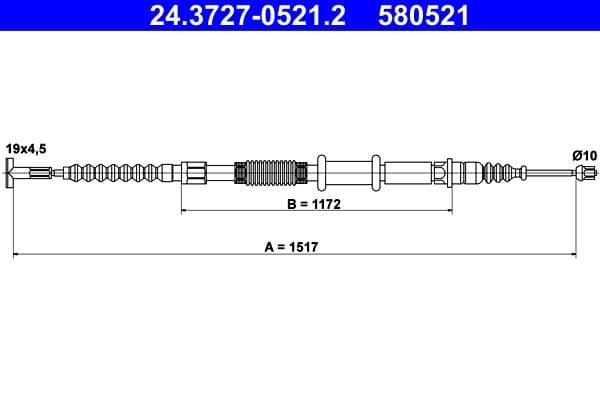 Cablu, frana de parcare ATE 24.3727-0521.2