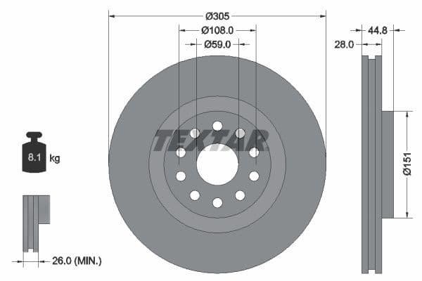 Disc frana TEXTAR 92115800