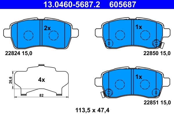 set placute frana,frana disc ATE 13.0460-5687.2