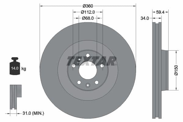 Disc frana TEXTAR PRO+ 92122205