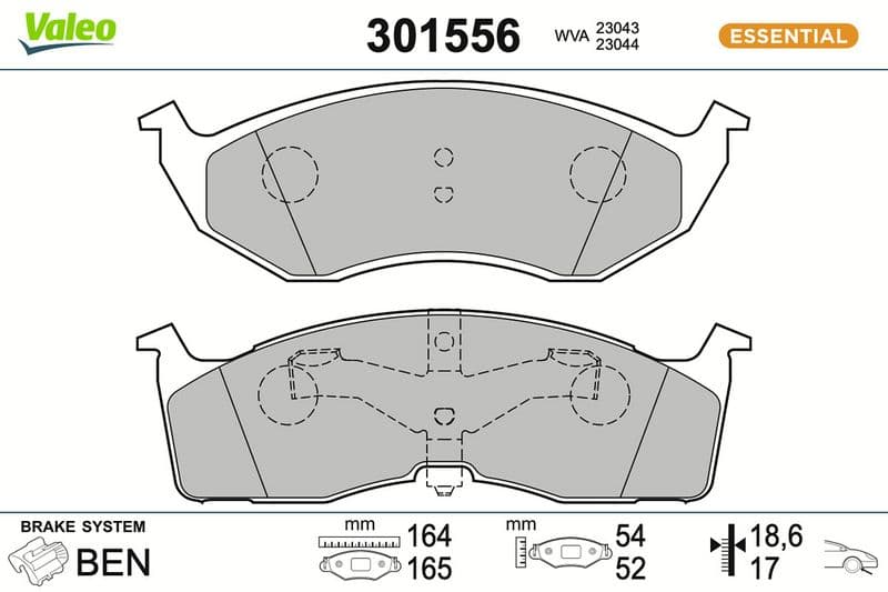 set placute frana,frana disc VALEO ESSENTIAL 301556