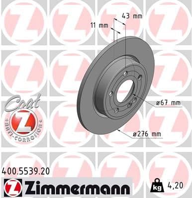 Disc frana ZIMMERMANN COAT Z 400.5539.20