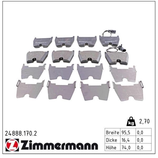 set placute frana,frana disc ZIMMERMANN 24888.170.2