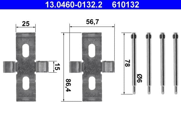 Set accesorii, placute frana ATE 13.0460-0132.2