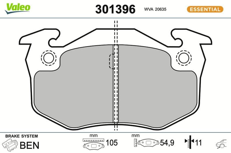 set placute frana,frana disc VALEO ESSENTIAL 301396